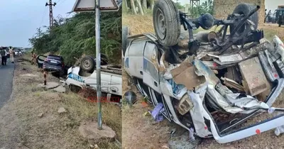 rajasthan accident  ಟ್ರಕ್ಗೆ ಕಾರು ಡಿಕ್ಕಿ ಹೊಡೆದು ಐವರು ಪೊಲೀಸ್ ಅಧಿಕಾರಿಗಳು ಮೃತ್ಯು 